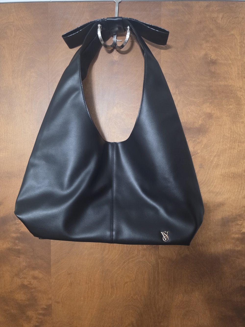 Victoria's Secret Black Faux Leather Shoulder Hobo